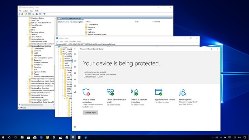 Software protection service disable windows 10 defender